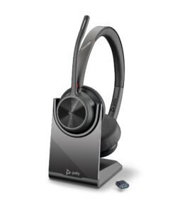 Poly Voyager 4320 UC Wireless Headset & Charge Stand (Plantronics) - Stereo Headphones w/Noise-Canceling Boom Mic - Connect PC/Mac/Mobile via Bluetooth-Works w/Teams (Certified), Zoom-Amazon Exclusive