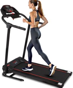 SereneLife Electric Folding Treadmill - Foldable Home Fitness Equipment for Walking & Running, Indoor Home Cardio Machine with Downloadable App, Safety Key, 12 Training Modes, Bluetooth Connectivity