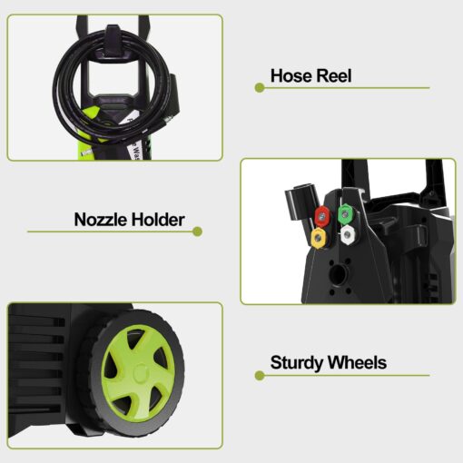 Electric Power Washer 4000P Max 2.5G Pressure Washer Electric Powered 4 Quick Connect Nozzles 25FT Hose, Soap Tank Ideal for Car Driveway Patio Pool Clean - Image 5