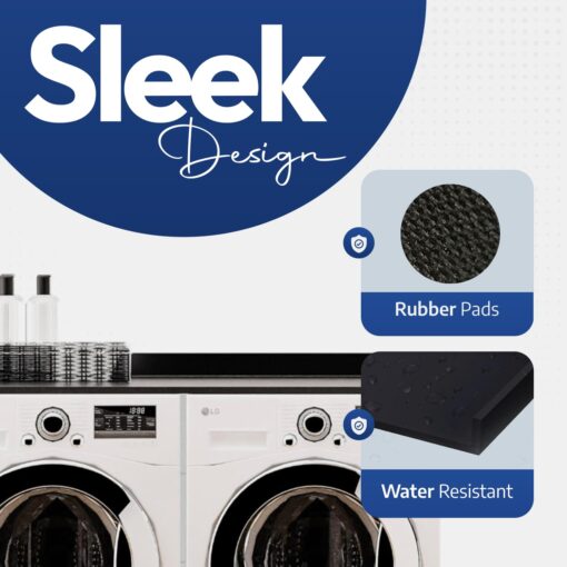 OfficeSimpli Washer Dryer Countertop, Made in USA, Non-Slip Pads, Laundry Room Wood Topper, Washer Dryer Cover for Top, Laundry Guard, Laundry Countertop, Laminate (Black, Standard (27.5" x 54")) - Image 4