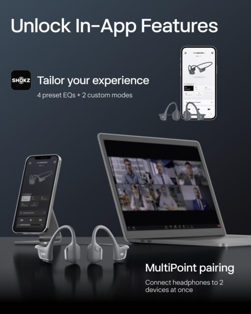 SHOKZ New OpenRun Pro 2 - Open-Ear, Bone Conduction Sport Headphones - with Reflective Strip - Sweat Resistant, Workout Headphones - Secure, Wireless, Comfortable Fit-Deep Bass and Smart Mic App - Image 3