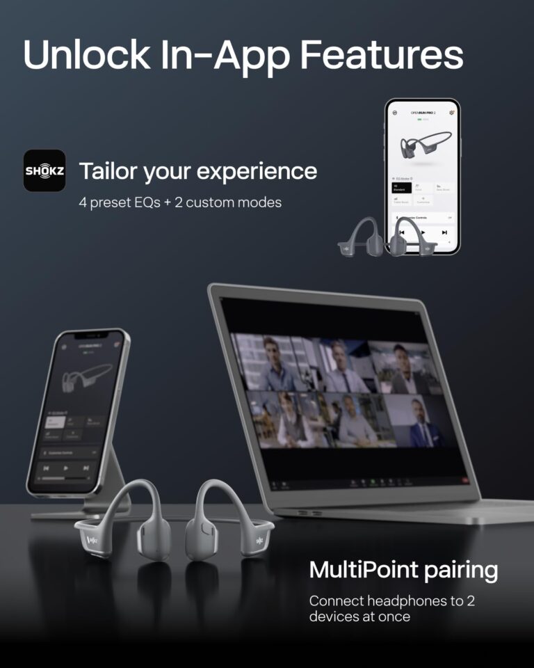 SHOKZ New OpenRun Pro 2 - Open-Ear, Bone Conduction Sport Headphones - with Reflective Strip - Sweat Resistant, Workout Headphones - Secure, Wireless, Comfortable Fit-Deep Bass and Smart Mic App - Image 3