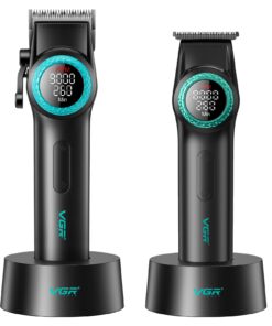 VGR Professional Hair Trimmer Hair Clippers for Men, Cordless Barber Clippers and Trimmers Set, Zero Gap T-Blade Hair Cutting Kit, Rechargeable Edgers Clippers with LED Display, V-001&V-977