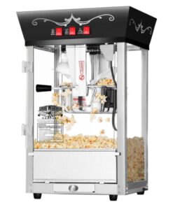 Matinee Popcorn Machine - 8oz Popper with Stainless-Steel Kettle, Reject Kernel Tray, Warming Light, and Accessories by Great Northern Popcorn (Black)