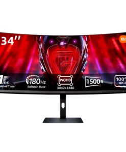 Xiaomi Curved Gaming Monitor 34-inch 180Hz High Reshed Rate 1ms Fast FreeSync Premium Professional Calibration 95% DCI-P3 100% sRGB* Low Blue Light Computer Screen Monitor Desktop Monitor