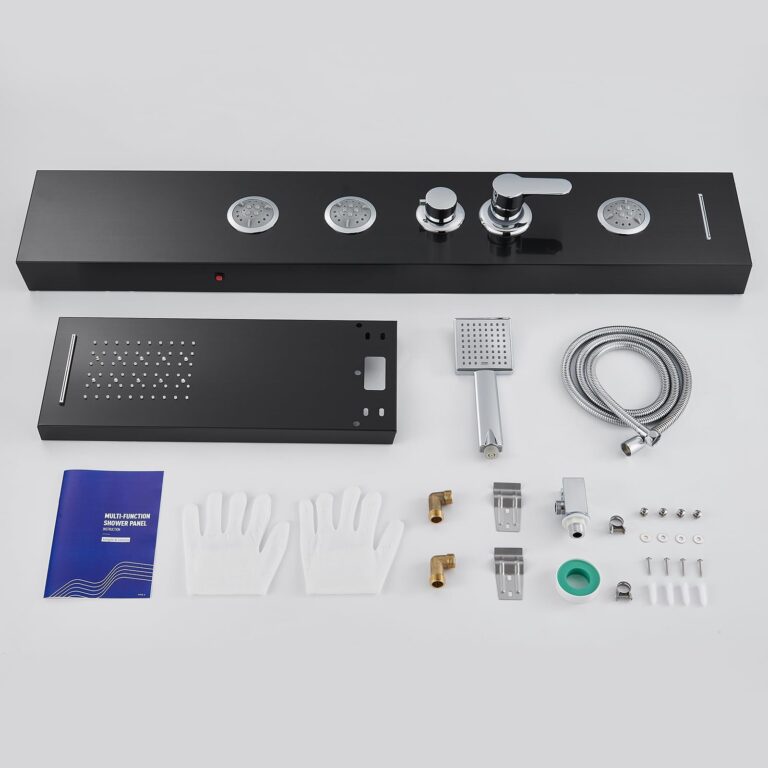 TSIBOMU Multi-Function LED Lights Shower Panel System Black, 5 in 1 Shower Panel Include Rainfall & Waterfall Shower Head, 3 Pcs Adjustable Massage Jets, Handheld Shower, Tub Spout - Image 2