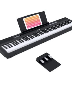 AODSK 88-Key Weighted Action Digital Piano, Grade Hammer Action Keyboard for Beginner Kids/Adults, Black (S-200 Digital Piano with Three-Pedal)