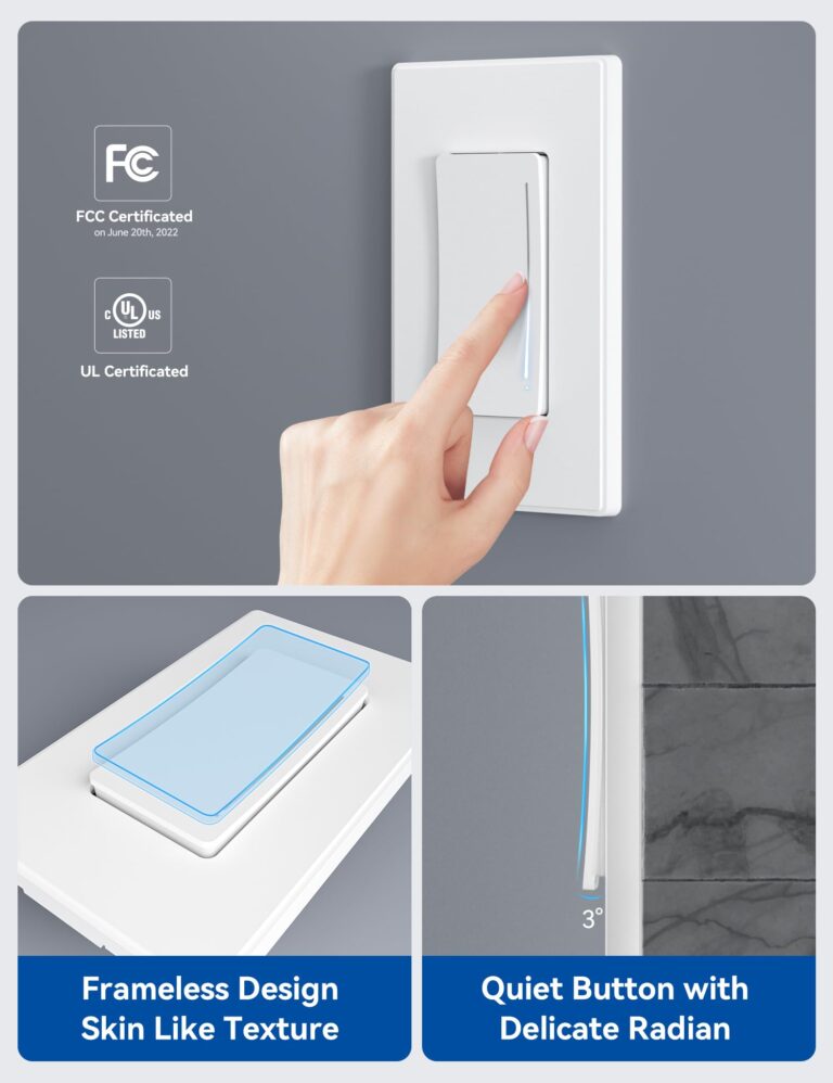 ELEGRP Smart Dimmer Light Switch DTR30, Single Pole or 3 Way, 2.4GHz Wi-Fi Touch Dimmer Compatible with Alexa/Google Assistant, Needs Neutral Wire, No Hub Required, UL and FCC Listed, White, 10 Pack - Image 4