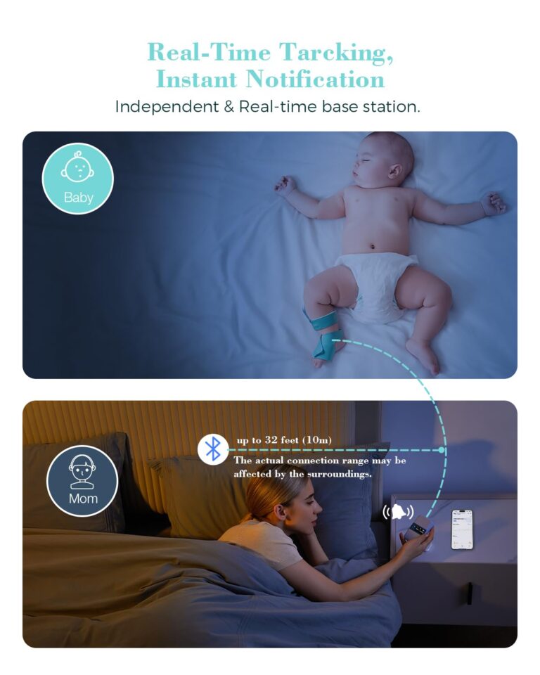 Babytone Baby Sleep Monitor with Base Station- Smart Sleep Sock, Tracking Heart Rate, Avg O2 and Movement, Wearable Baby Oxygen Foot Monitor with Bluetooth and APP, for 0-36 Months Newborn - Image 6
