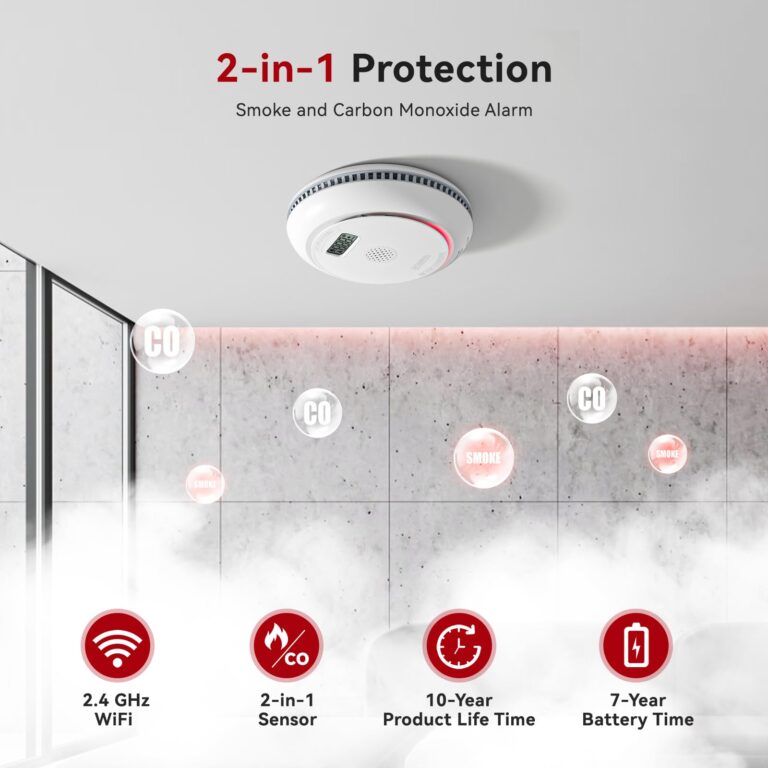 Siterlink Smart Smoke and Carbon Monoxide Detector Combo with Digital Display, 2 in 1 WiFi Fire and CO Alarm Detector, Replaceable Battery, Real-Time Notification, UL217 UL2034, 5 Pack - Image 6