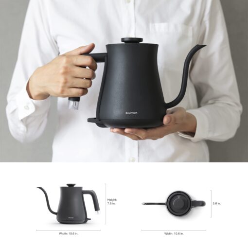 BALMUDA The Kettle | Electric Gooseneck Kettle | Lightweight | Stainless Steel | 0.6L (20fl oz) Capacity | Neon Light Indicator | Perfect for Tea and Coffee | US Version | Black - Image 5