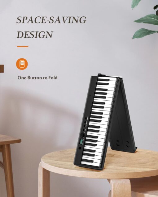 FingerBallet Portable Piano Keyboard, Semi-Weighted Folding Digital Piano 88 Key, Full Size, Wood Grain, Electric Piano Keyboard w/MIDI Bluetooth, Suitable for Adult, Toddler, Kids - Image 6