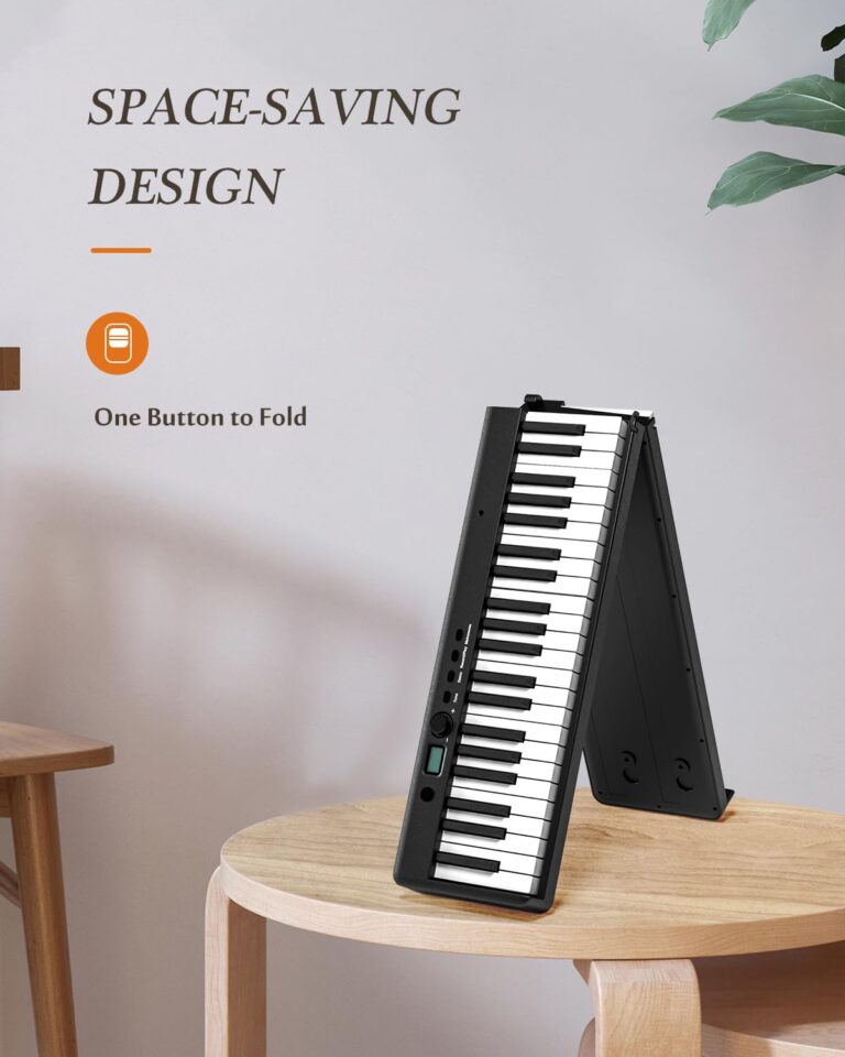 FingerBallet Portable Piano Keyboard, Semi-Weighted Folding Digital Piano 88 Key, Full Size, Wood Grain, Electric Piano Keyboard w/MIDI Bluetooth, Suitable for Adult, Toddler, Kids - Image 6