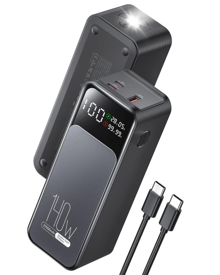 Jescuok Power Bank, 27000mAh 140W USB C Laptop Portable Charger, PD QC Fast Charger 3-Output External Battery Pack for Laptop MacBook Dell XPS iPad Tablet Steam Deck iPhone 16 15 14 Pro Samsung etc