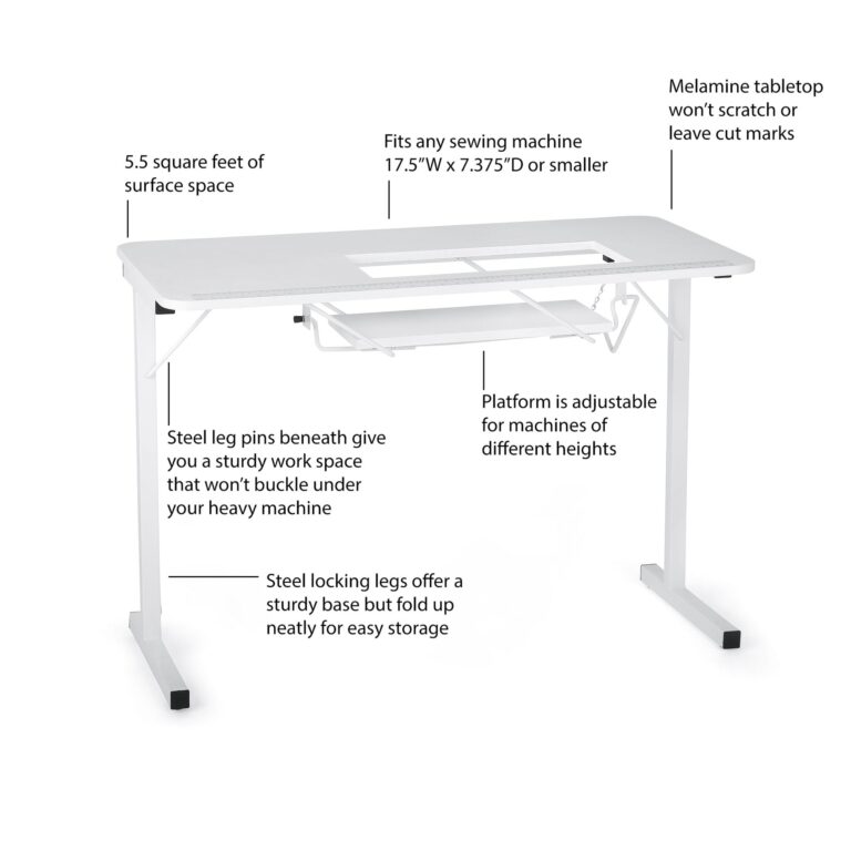 Arrow 601 Gidget I Sew-Much-More Folding Sewing, Cutting, Quilting, and Craft Table, Portable with Lift, White Finish - Image 8