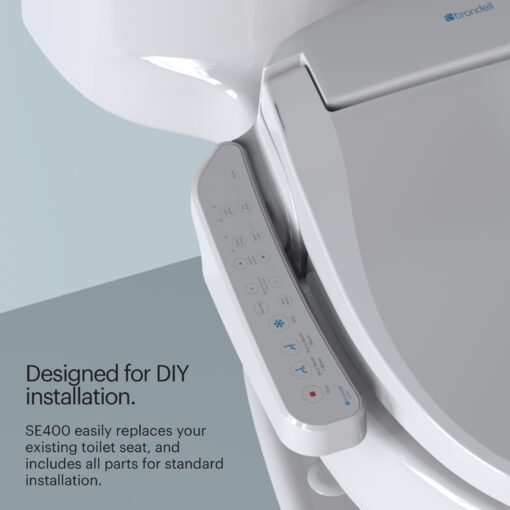 Brondell SE400-RW Swash SE400 Electric Bidet Toilet Heated Seat, Oscillating Stainless Steel Nozzle, Warm Air Dryer, Night Light, Gentle Close Lid, White Side Arm Control, Round - Image 7