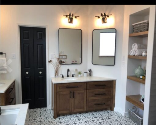 USHOWER 2-Pack Black Bathroom Mirrors 24 x 36 Inch, Metal Frame Rectangle Mirror, Modern Farmhouse Vanity Mirror, Wall Mounted - Image 3