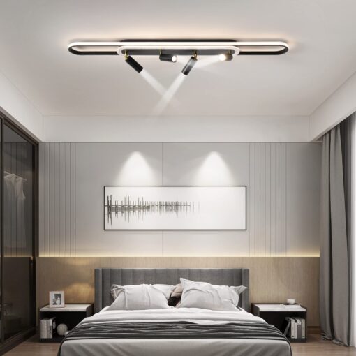 Modern LED Ceiling Light 6-Light track light Spotlight Frosted Black Geometric Ceiling Light Lighting Fixture Dimmable Remote Control Living Bedroom Kitchen Dining Room Fixture - Image 7