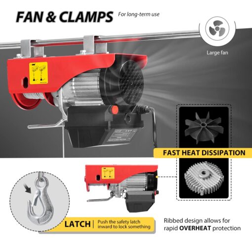VIVOHOME Electric Hoist, 110V 440 Lbs Winch with Wireless Remote Control, Zinc-Plated Steel Wire Hoist for Garage, Warehouses, Factories 38ft Lifting Height with Emergency Stop Switch ETL Listed - Image 7