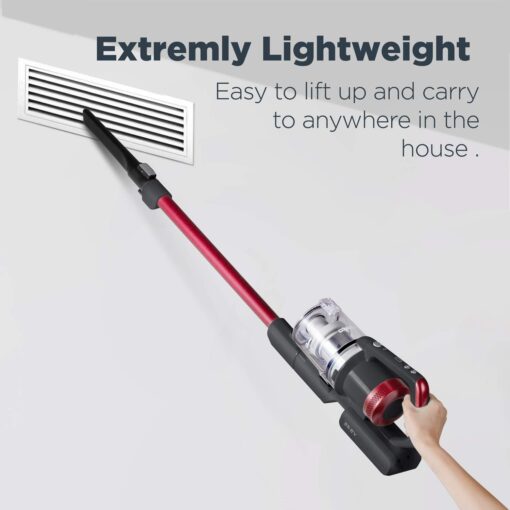 Eureka Lightweight Cordless Stick Vacuum Cleaner Convenient for Hard Floors, Rechargeable Handheld Vacuum Cleaner Portable with Powerful Motor Efficient Suction, RapidClean Pro NEC186, Rose Red - Image 3