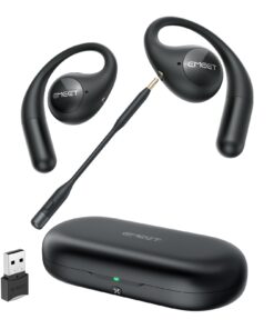 EMEET AirFlow Open Ear Headphones with Mic, Bluetooth 5.3 Wireless Headsets with Detachable Microphone, ENC Noise Cancelling, Multipoint Pairing, Ultra Comfort, Wireless Earbuds for Work, home, office