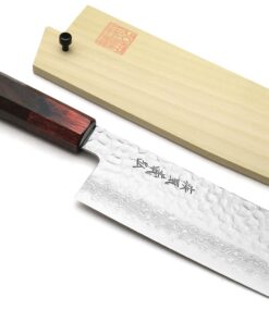 Yoshihiro VG10 46 Layers Hammered Damascus Nakiri Japanese Vegetable Knife (6.5'' (165mm) Rosewood Handle)