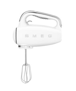 SMEG White 50's Retro Style Electric Hand Mixer with Set of Dough Hooks, Set of Beaters, and Set of Whisks