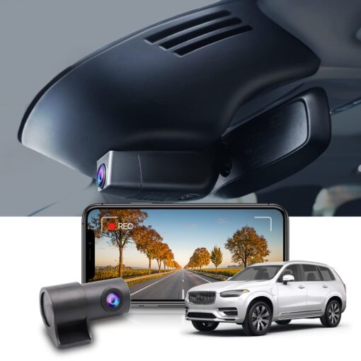 Fitcamx Front 4K+Rear 1080P Dash Cam Adapts for Volvo XC90 2016-2022 T5 T6 T8 (Model A), Integrated OEM Look, Dual HD Video, Loop Recording, Built-in WiFi & APP, G-Sensor, Easy to Set, 128GB Card