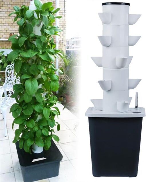CBLdF Hydroponics Growing System,Indoor hydroponic Grow Vertical Tower, Garden Tower Growing Kit, for Indoor Gardening, Grow Herbs, Fruits, Vegetables, Gift for Gardening Lover-25holes
