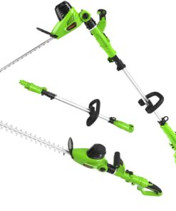 GARCARE 2 in 1 Electric Pole Hedge Trimmer, Power Hedge Trimmer with 18 inch Dual-Action Laser Cut & Adjustable Cutting Head, 4.8Amp, 600W, Corded