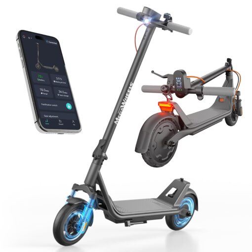 Electric Scooter A1C,Front Suspension Kick Scooter,8.5 Solid Tires,300W Motor,Smart APP Control,15.5MPH, Escooter for Teens Adults UL2272