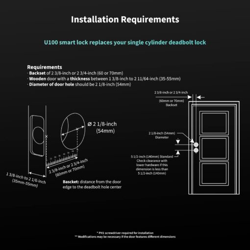 Aqara Smart Lock U100, Fingerprint Keyless Entry Door Lock with Apple Home Key, Touchscreen Keypad, Smart Electronic Deadbolt, IP65 Weatherproof, Supports Apple HomeKit, Alexa, Google, IFTTT, Silver - Image 3