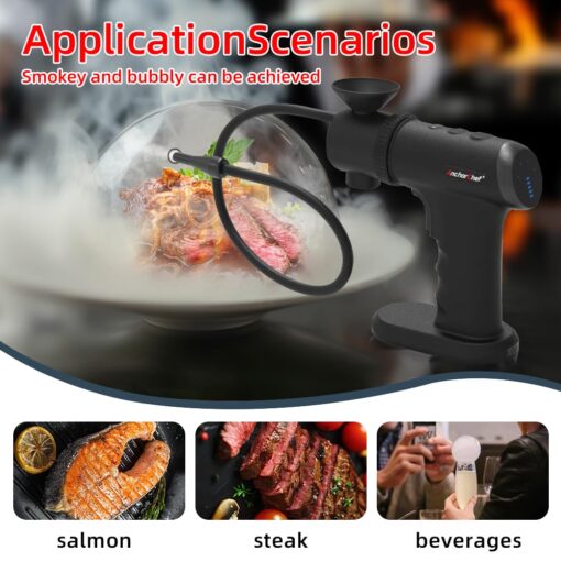 AnchorChef Smoking Gun Food Smoker,Cocktail Smoker Kit,Smoking Gun Wood Smoke Infuser Kit,Recommend as awesome gift for smoker food lovers.Gifts for Man, Dad, Husband (Black) - Image 6