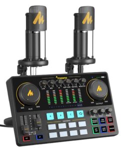 MAONO-MaonoCaster-Podcast Equipment Bundle for 2-includes All-in-one Audio Interface with Premium Mic Preamp, XLR Condenser Microphone, and 3.5MM Mic for Podcast Recording, Streaming, DJ (AME2 Duo)