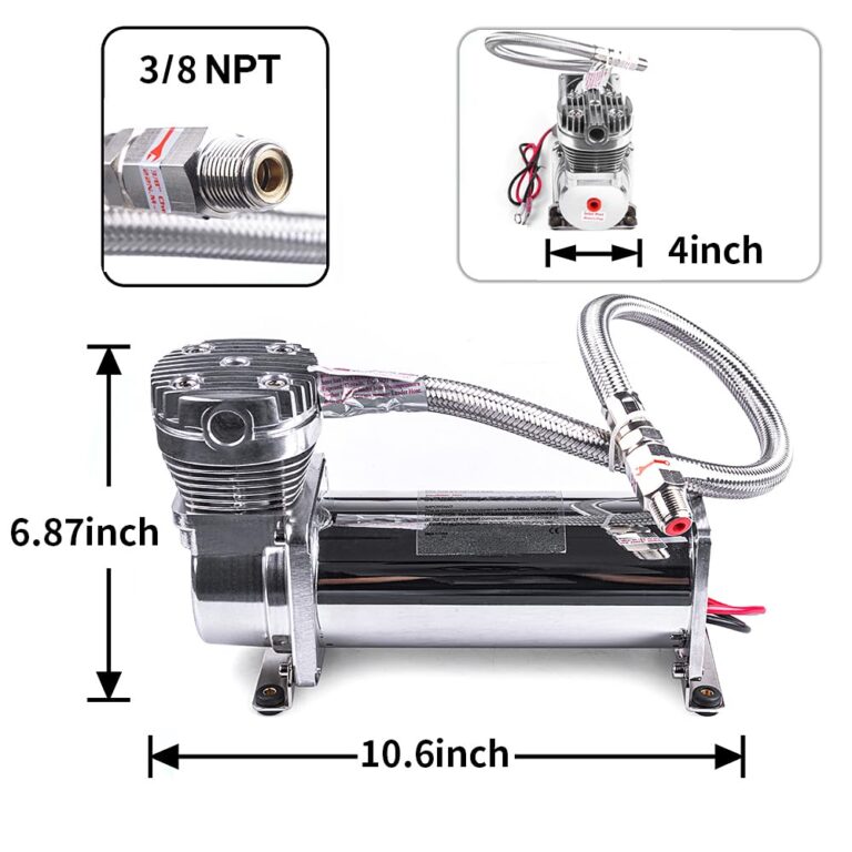 ZHSYMX Heavy Duty 200 PSI Air horn Compressor Dual Value Pack, 3/8 NPT Train Horn/Air Ride Compressor, Fittings for 12V Train/Truck/Car,Air Suspension horn Compressor SILVER - Image 7