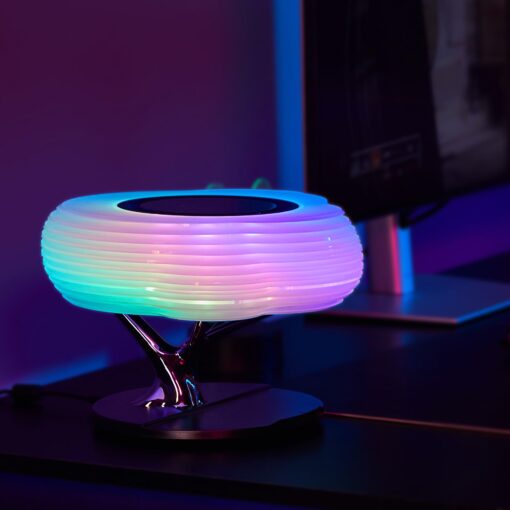 MODIRNATION Bonsai Modern LED Bedside Smart Table Lamp with Built-in TWS Bluetooth Speaker and Qi Wireless Charger for Home and Office, Stepless Dimming with Sleep Mode (Clouds) - Image 9