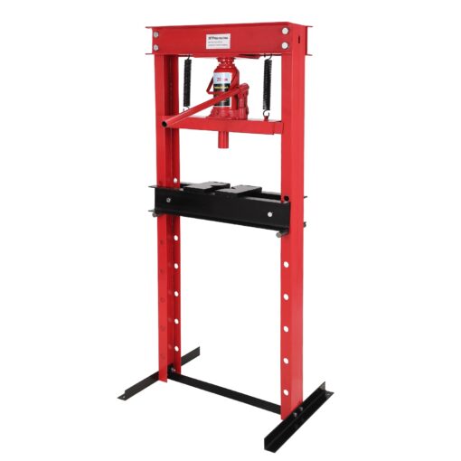 Hydraulic Shop Press, 20 Ton Benchtop Hydraulic Shop Press with Press Plates, H-Frame Garage Floor Press, Adjustable Working Table Height, Red