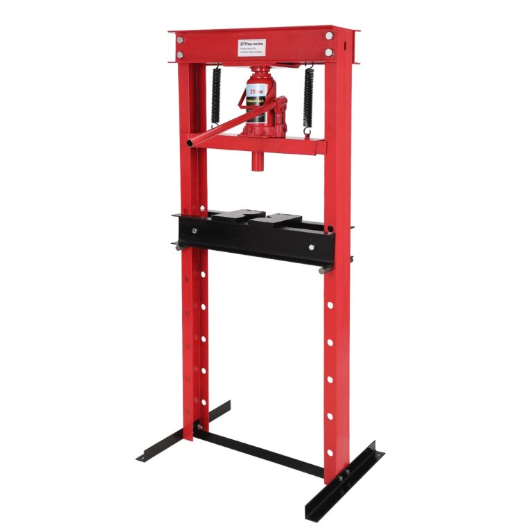 Hydraulic Shop Press, 20 Ton Benchtop Hydraulic Shop Press with Press Plates, H-Frame Garage Floor Press, Adjustable Working Table Height, Red