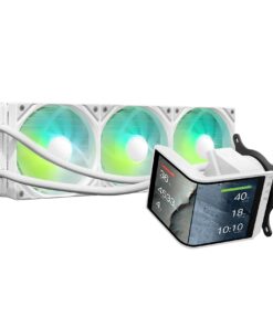 TRYX Panorama SE 360 ARGB White 360mm AIO Rotatable 6.5'' AMOLED Curved Screen 3D Anamorphic Effect Customizable AIO Cooler 360mm White Asetek Adela 280w TDP Intel LGA 1851/1700/1200/115X AMD AM5/AM4