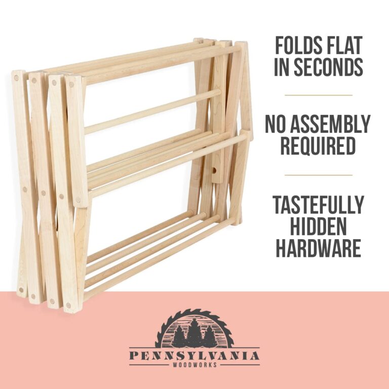 Pennsylvania Woodworks Clothes Drying Rack: Solid Maple Hardwood Laundry Rack for Bedding, Blankets, Towels & More, Heavy Duty, Folding Drying Rack Made in USA, No Assembly Needed, Extra Large - Image 4