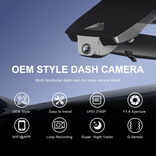 Mangoal 4K Dash Cam custom fit for Toyota Highlander & Hybrid Gen4 UX70 2020 2021 2022 2023 2024 2025(Model A), E Limited L XLE XSE Platinum, Integrated OEM Look,UHD 2160P Video, App & WiFi,128GB Card - Image 3