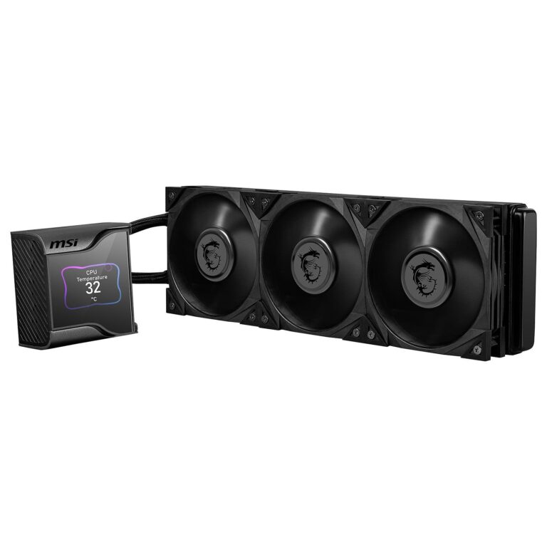 MSI MEG CORELIQUID S360 AIO CPU Liquid Cooler - 2.4" IPS Display, 7th Gen Asetek Pump, VRM Fan, 3 x Silent Gale P12 Fans, Evaporation-Proof Tubing, MSI Center Customizable - AMD & Intel Compatible - Image 3