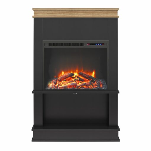 Ameriwood Home Mateo 30 Inch Electric Fireplace with Mantel and Shelf, Replaceable Fireplace Insert Heater, Freestanding, Remote Control, Timer, Realistic Log and Flame Effect, Black - Image 8