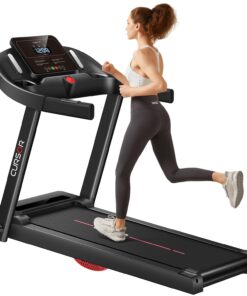 CURSOR FITNESS Home Folding Treadmill with Pulse Sensor, 2.5 HP Quiet Brushless, 7.5 MPH, 265 LBS Capacity