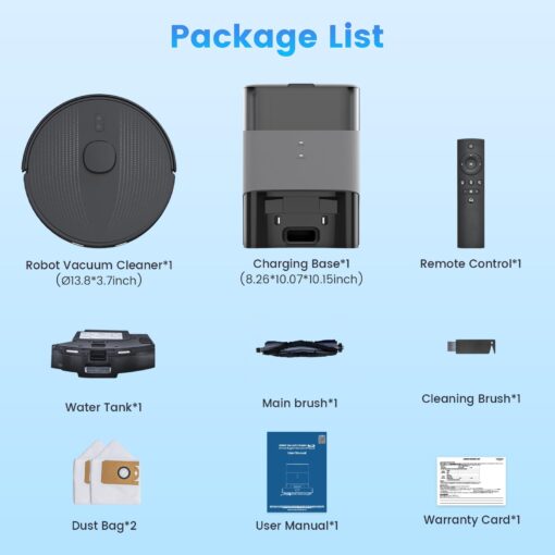 Robot Vacuum and Mop Combo, Self-Emptying, 60-Day Capacity, Schedule, 180mins Runtime, Home Mapping, Wi-Fi/App/Alexa/Remote, Robotic Vacuum Cleaner for Pet, Hard Floors, Carpet - Image 2