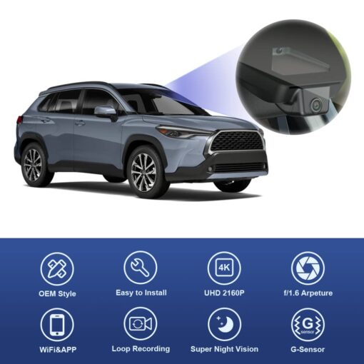 Fitcamx 4K Dash Cam Suitable for Toyota Corolla Cross 2023 2024 2025 LE L XLE, OEM Factory Style, UHD 2160P Video, Built-in WiFi & APP, Loop Recording, Gravity Sensor, Easy to Install, 64GB Card - Image 5
