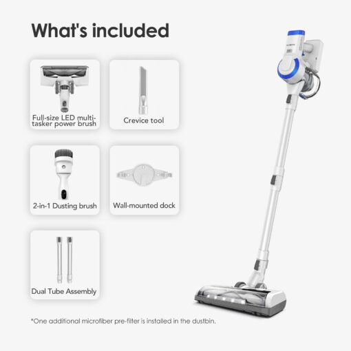 Tineco A10 Essentials Cordless Stick Vacuum Cleaner, Lightweight and Quiet,LED Headlights, Powerful Handheld Vacuum for Hard Floor Carpet with Attachments, Wall-Mounted Dock - Image 2