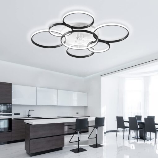 SNOWUNDER 41" Modern Ceiling Fan with Light, Flush Mount Celing Fan with Led Light and Remote Control for Living Room，Tri-Color Light 6-Speed Wind - Image 7