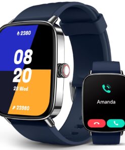 2025 Smart Watches for Men Women, 1.85" AI Voice Smartwatch, 24/7 Heart Rate Monitor, Stress/SpO2/Sleep Tracker, IP68 Waterproof, Weather, 100+ Sports Fitness Tracker for Android iOS Blue