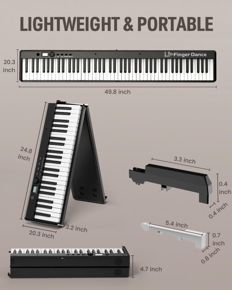Finger Dance Folding Piano Keyboard 88 Keys, Portable Electric Keyboard with Bluetooth MIDI, Full Size Digital Piano, Wood Grain, Semi-Weighted, Touch Sensitive, with Storage Bag for Beginner - Image 4